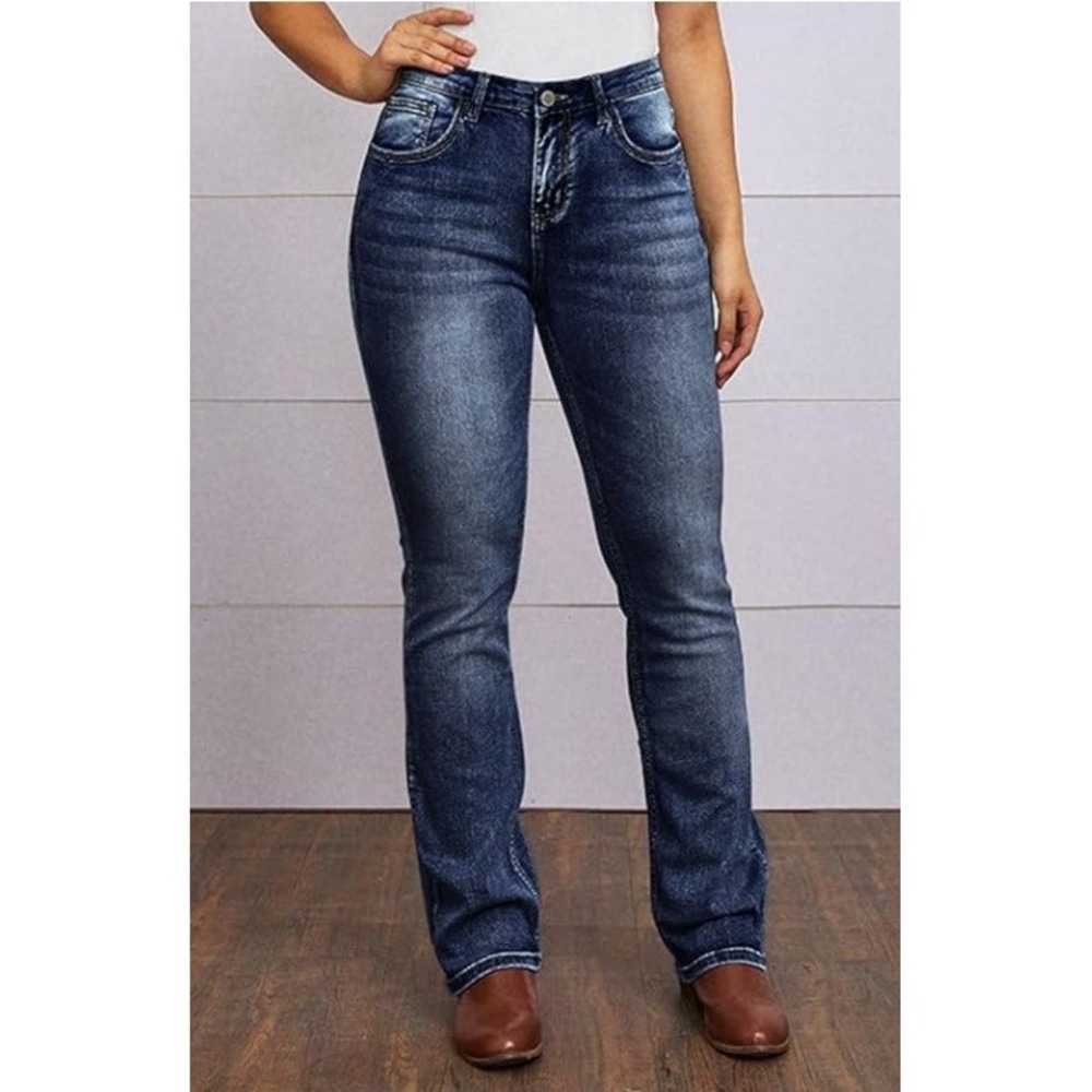 NWT- PEIHOT Bootcut Jeans Women XXL Blue‎ Mid Rise Stretchy Embroidered Pocket - Picture 5 of 5